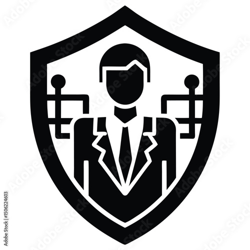 it technician element isolated cybersecurity shield on white background