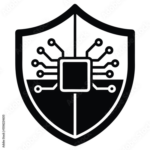 it technician element isolated cybersecurity shield on white background