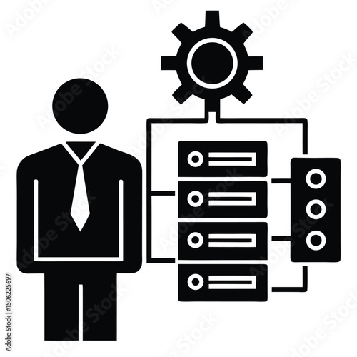 it technician element isolated it network setup on white background