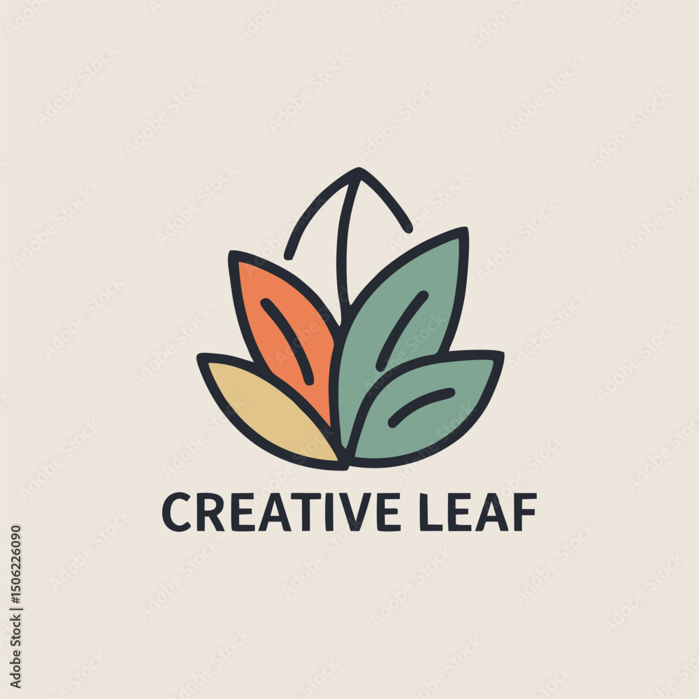 Modern eco leaf logo concept with balanced symmetry and soft green tones Modern eco leaf logo concept with balanced symmetry and soft green tones