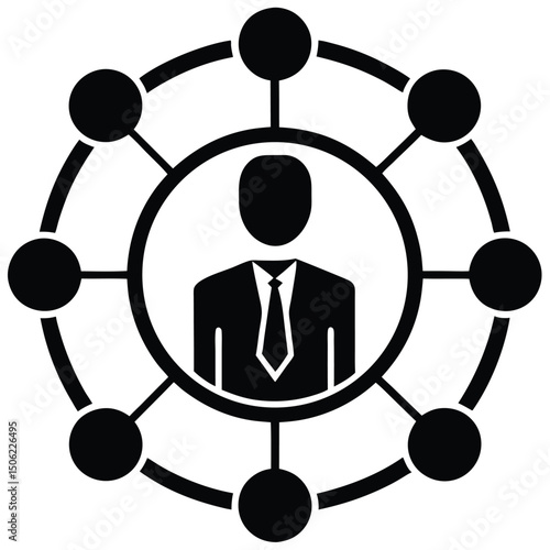it technician element isolated network diagram on white background