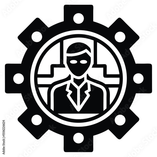 IT Technician element isolated network security settings on white background