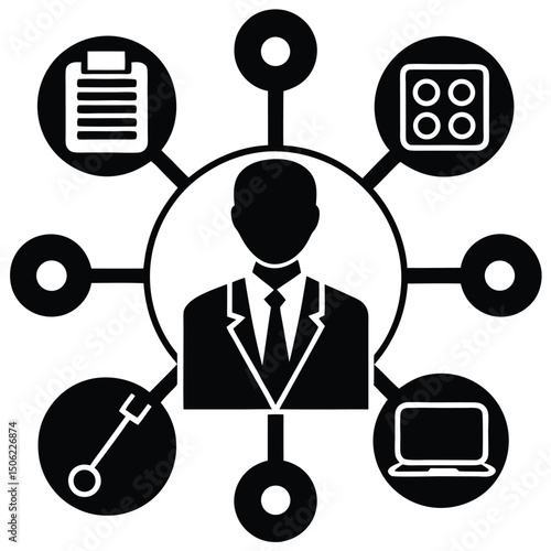 it technician element isolated networking tools on white background