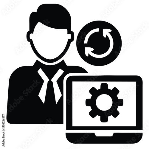 IT Technician element isolated operating system update on white background