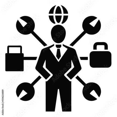 it technician element isolated networking tools on white background
