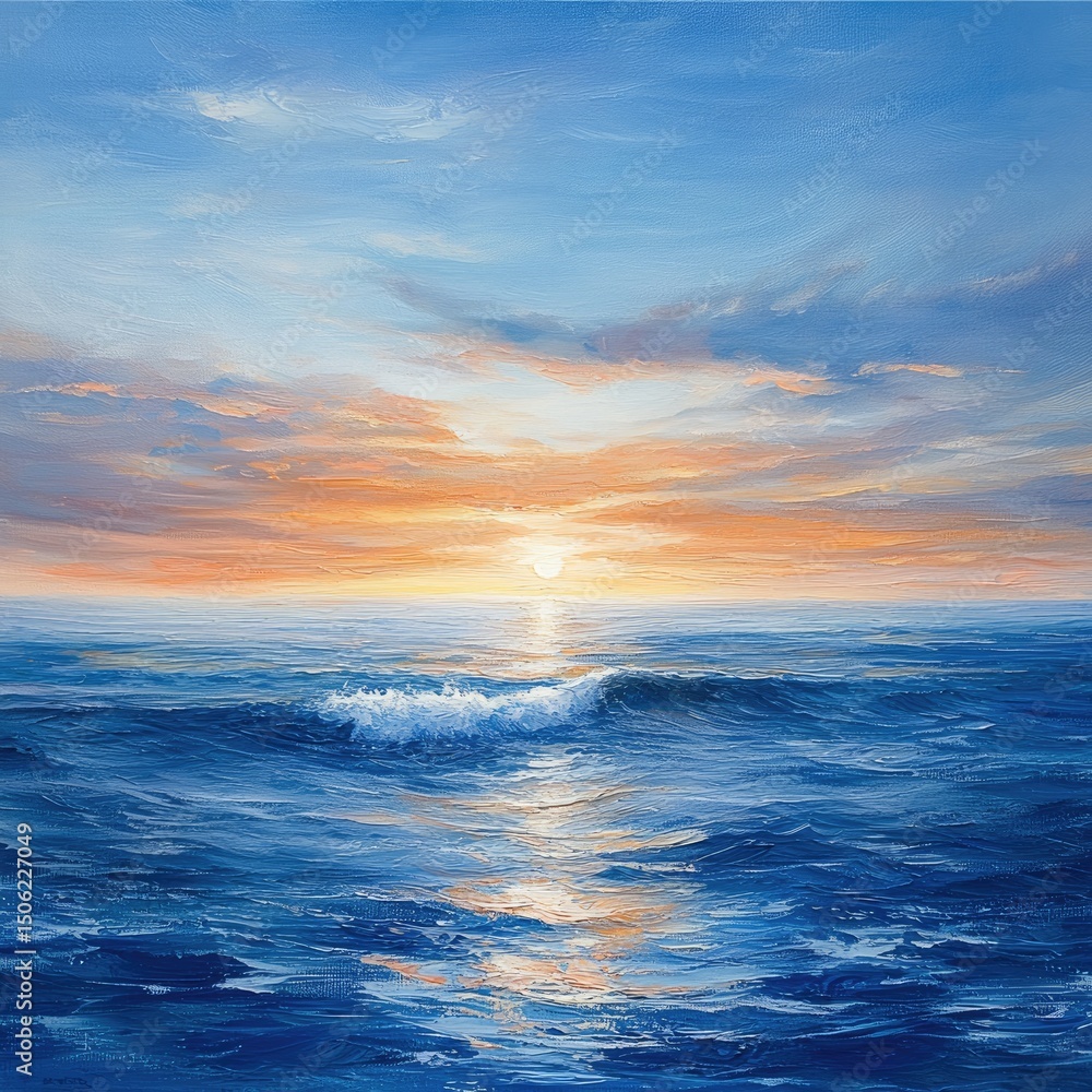 Obraz premium Sunset over the tranquil sea