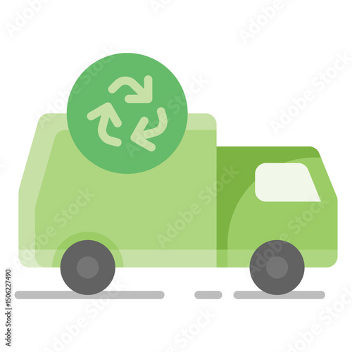 Flat Recycling Truck Icon
