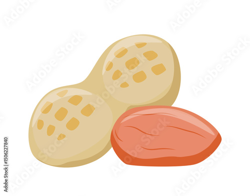 peanut snack food set cartoon. nut organic, brown natural, ingredient healthy, nutrition, butter protein, fat tasty