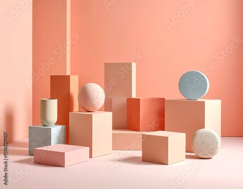 Pastel Geometric Shapes Minimalist Product Display Background