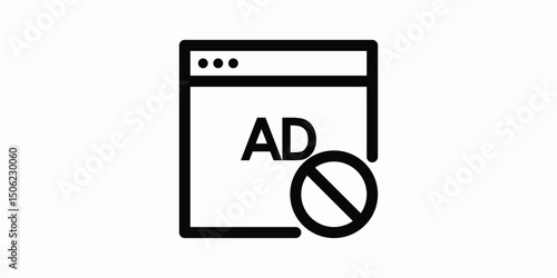 Media ad block icon. Ad blocker icon. Vector