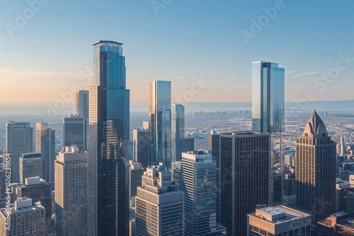Wallpaper Mural Skyscrapers and Clear Horizon in a Modern Financial District Cityscape Torontodigital.ca