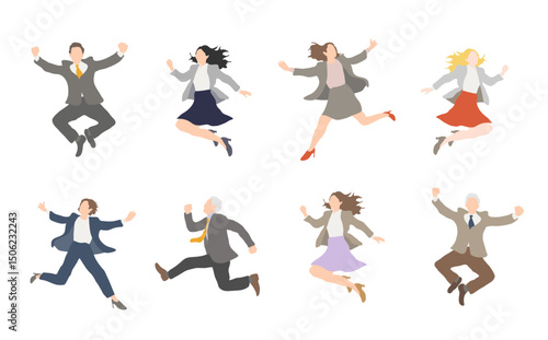 Business People Jumping Set – Mixed Ages and Genders