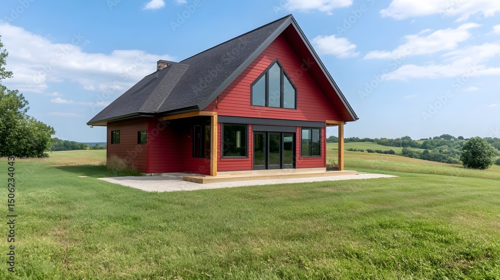 Red A-Frame Cabin Countryside Home Exterior Red A-Frame Cabin Countryside Home Exterior