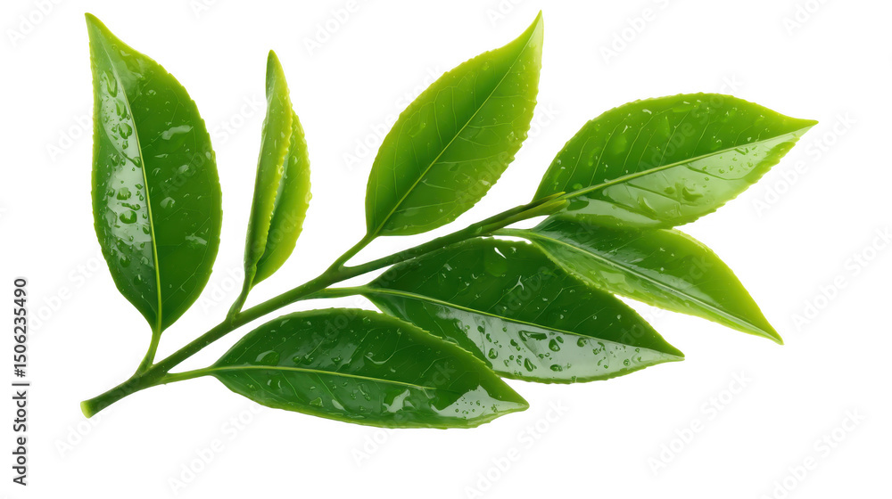 Fototapeta premium Fresh Green Tea Leaves Branch