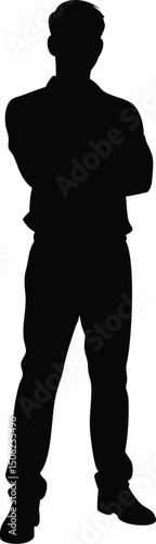 Creative Man Silhouette – Vector Illustration in Stylish Standing Pose