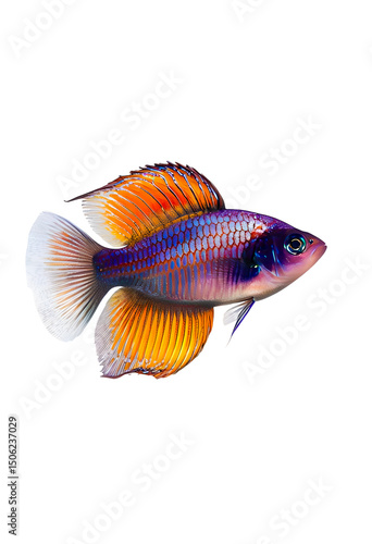 Colourful Boesemani Rainbow Fish In Contrast Against Clean White Background, Vibrant Colors Highlighted in Detailed Close-up Shot  transparent png