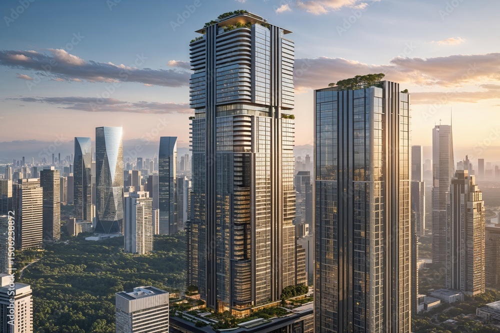 Fototapeta premium Iconic Skyscraper Designs Shaping the Urban Skyline of Major Cities
