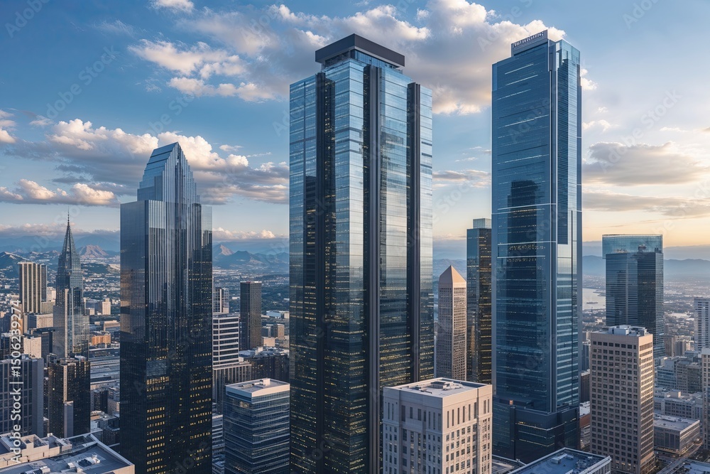 Fototapeta premium Impressive Urban Skyscrapers and Megastructures for Corporate Office Spaces