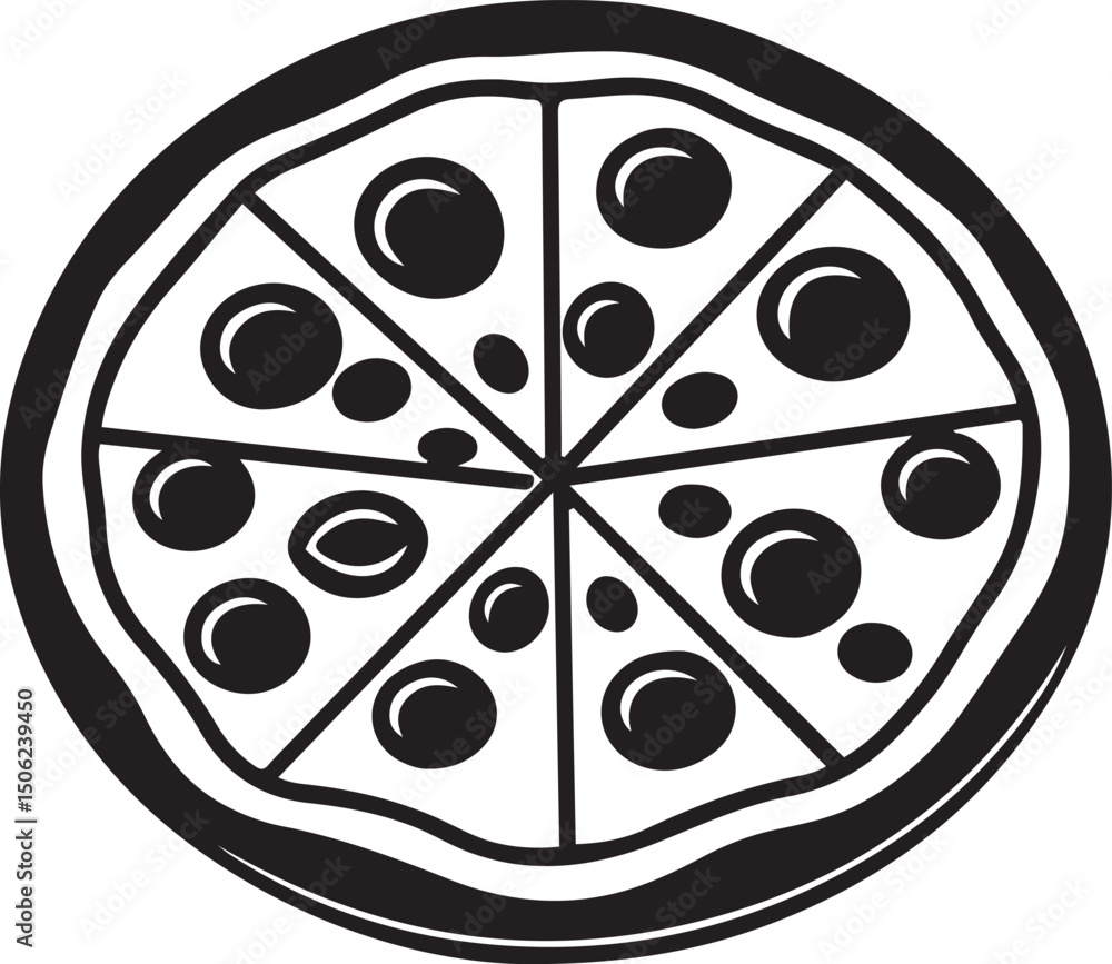 pizza black and white vector illustration pizza black and white vector illustration