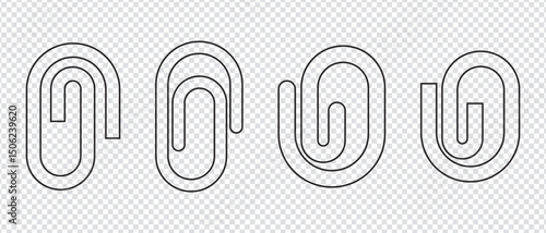 set of paper clip icon, paperclip isolated on white background.