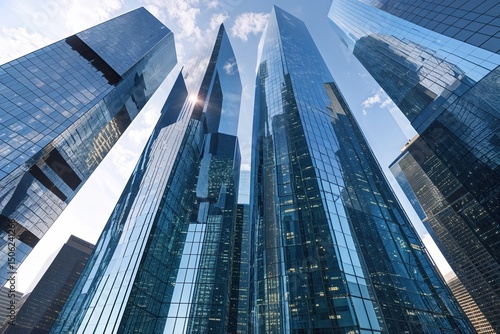 Wallpaper Mural Innovative Skyscraper Architecture Featuring Glass Textures and Urban Reflections Torontodigital.ca