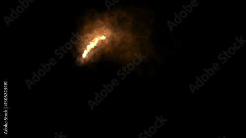 Abstract depiction of glowing orange and yellow smoke swirling against a black background