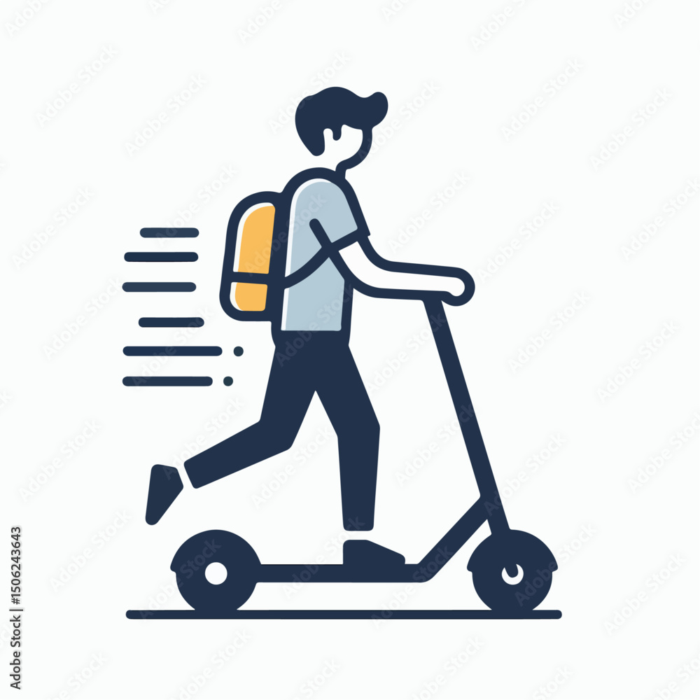 vector illustration of a person riding a scooter vector illustration of a person riding a scooter