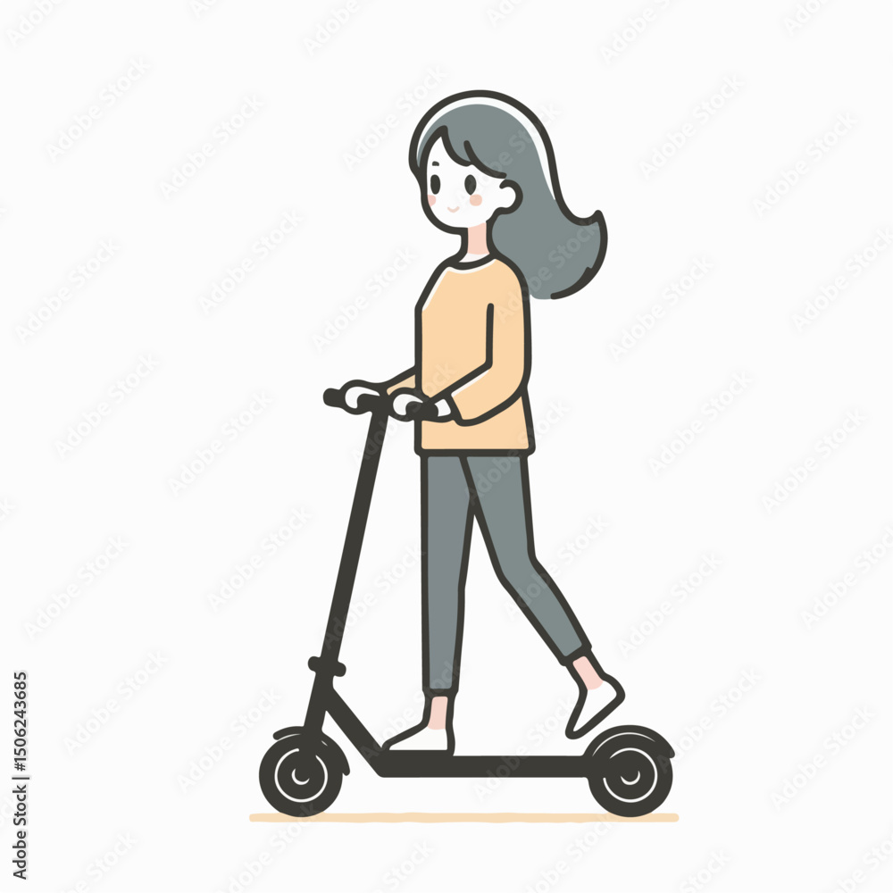 vector illustration of a person riding a scooter vector illustration of a person riding a scooter
