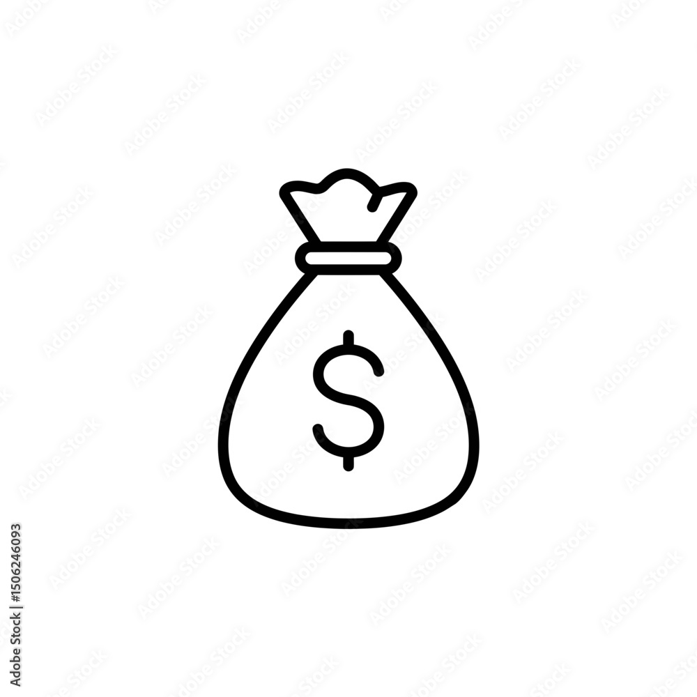 Money bag icon representing wealth and financial prosperity Money bag icon representing wealth and financial prosperity