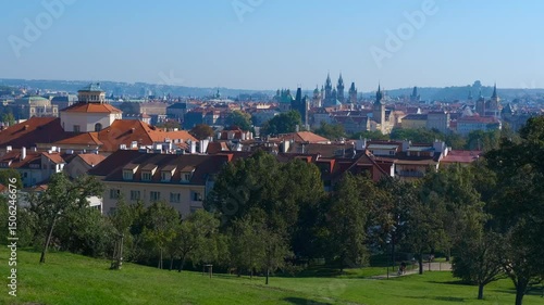 Wallpaper Mural Prague panoramic view from riegrovy sady park. Scenic view of prague's cityscape including prague castle, petřín hill, and the vltava river, showcasing the city's unique architecture Torontodigital.ca