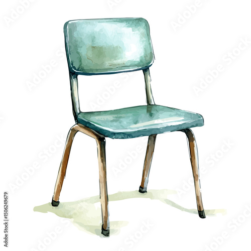 Classroom Chair, watercolor vector, high quality, isolated on a white background.