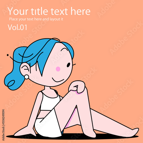 可愛い女性のちびキャラの美容などのポーズのベクター画像