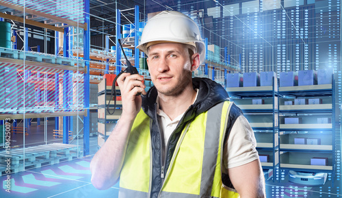 Warehouse worker in a safet...