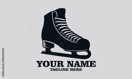 ice hockey skate glyph vector illustration and ice hockey skate glyph logo icon