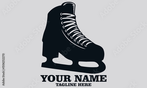 ice hockey skate glyph vector illustration and ice hockey skate glyph logo icon