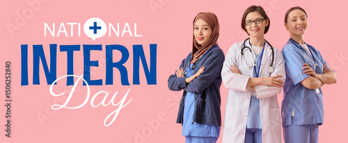 Female doctors smiling on p...