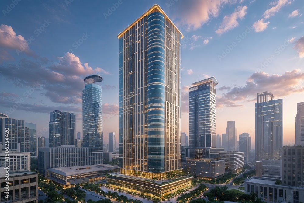 Fototapeta premium Innovative Dazzling Towers for Corporate Office Structures
