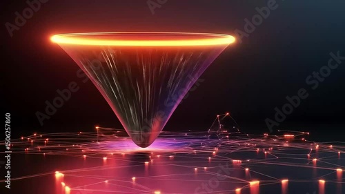 Glowing cone shape with network lines