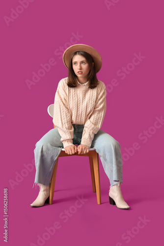 Young beautiful woman in st...