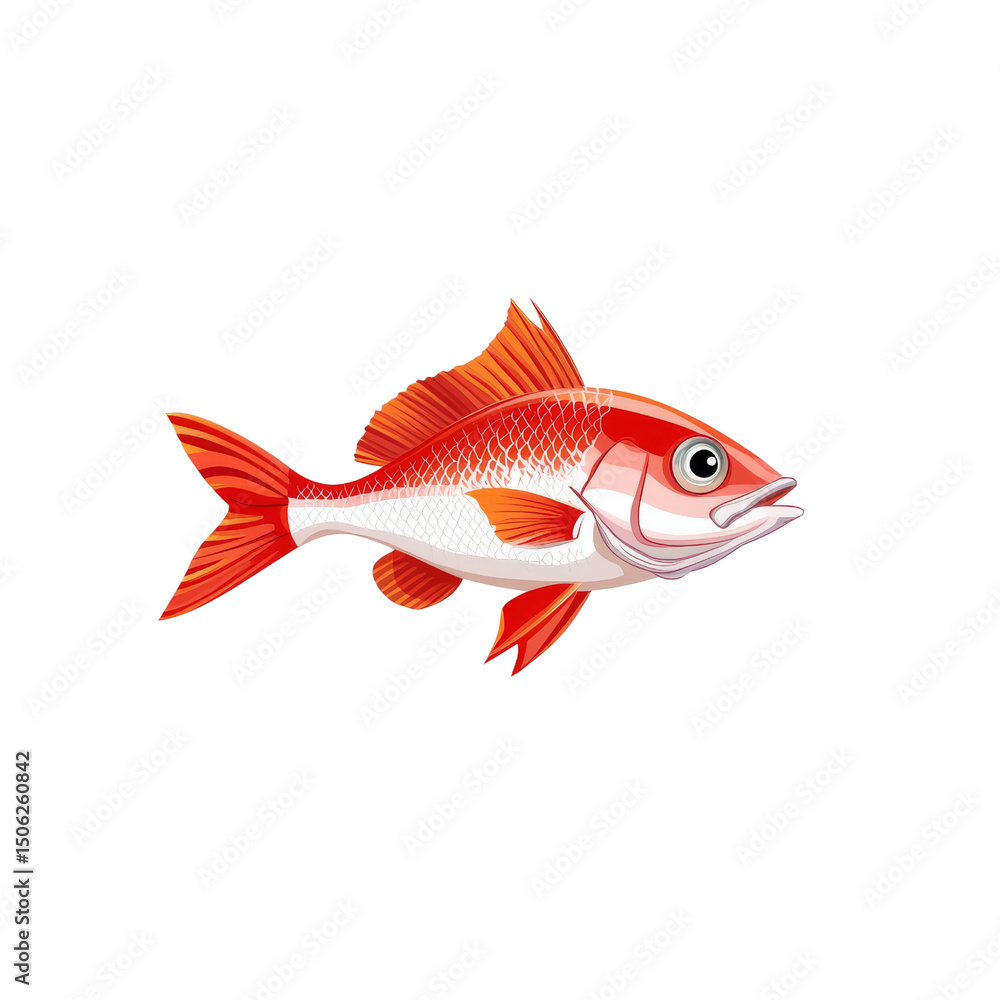 Fototapeta premium Vibrant red fish with detailed scales and fins, swimming gracefully in water, showcasing its beauty and elegance