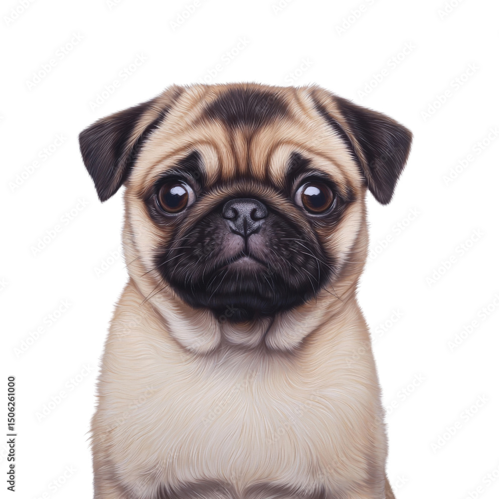 Cute pug dog with round face and big eyes, showcasing its playful and affectionate nature. This adorable pet is perfect for animal lovers Cute pug dog with round face and big eyes, showcasing its playful and affectionate nature. This adorable pet is perfect for animal lovers