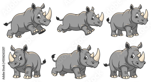 set of rhino animals vector illustration
