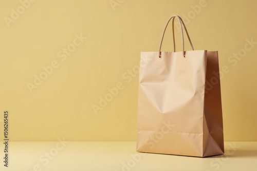 Brown kraft paper shopping bag, isolated studio shot, object, white, mockup