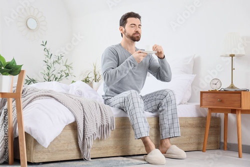 Morning of handsome man wit...