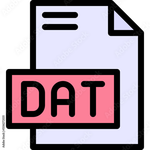 DAT File Format Vector Icon, Isolated On Abstract Background. Lineal color icon.