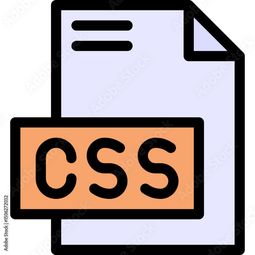 CSS File Format Vector Icon, Isolated On Abstract Background. Lineal color icon.