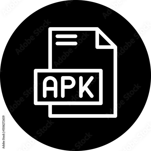 APK File Format Vector Icon, Isolated On Abstract Background. Circular Icon.