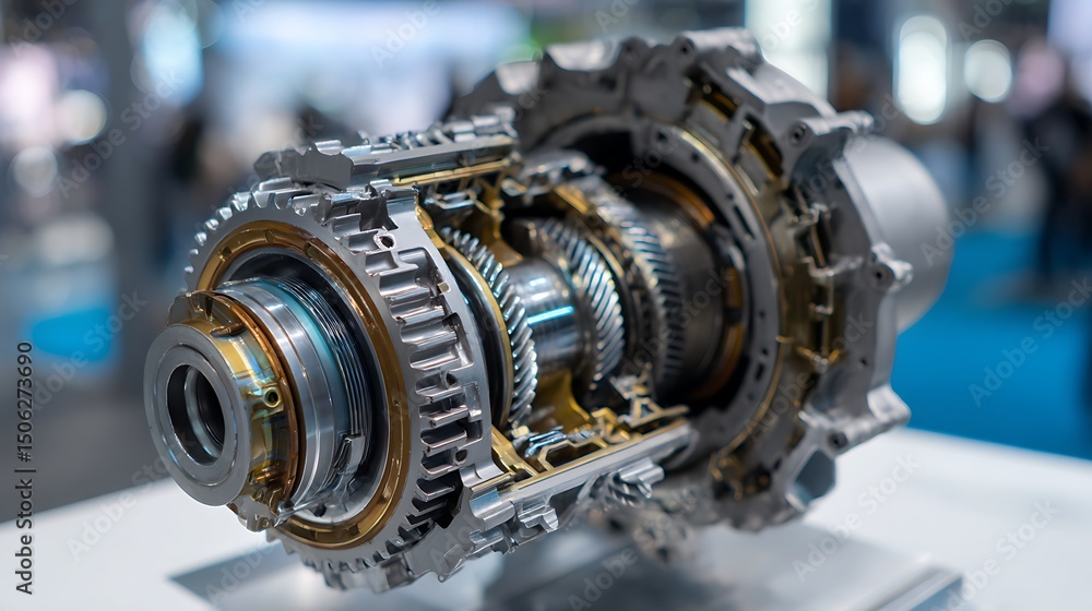 Gearbox Mechanism on Display with Intricate Internal Components Gearbox Mechanism on Display with Intricate Internal Components