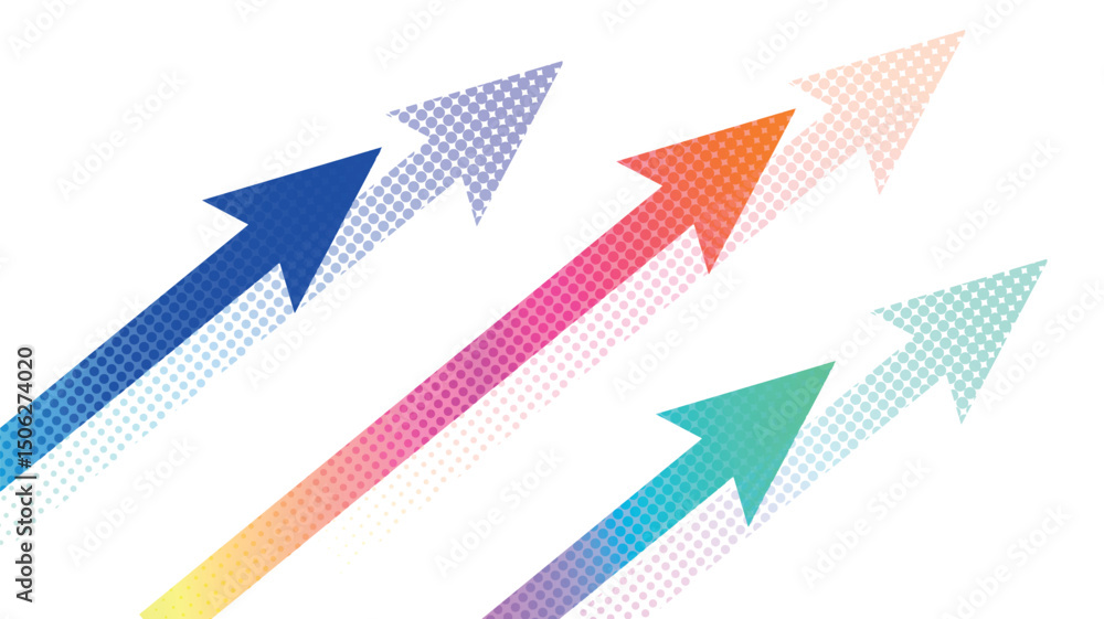 Fototapeta premium カラフルな上向き矢印の背景ベクター