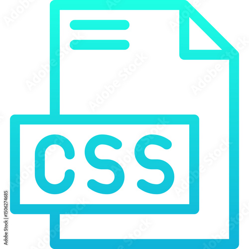 CSS File Format Vector Icon, Isolated On Abstract Background. Lineal gradient icon.